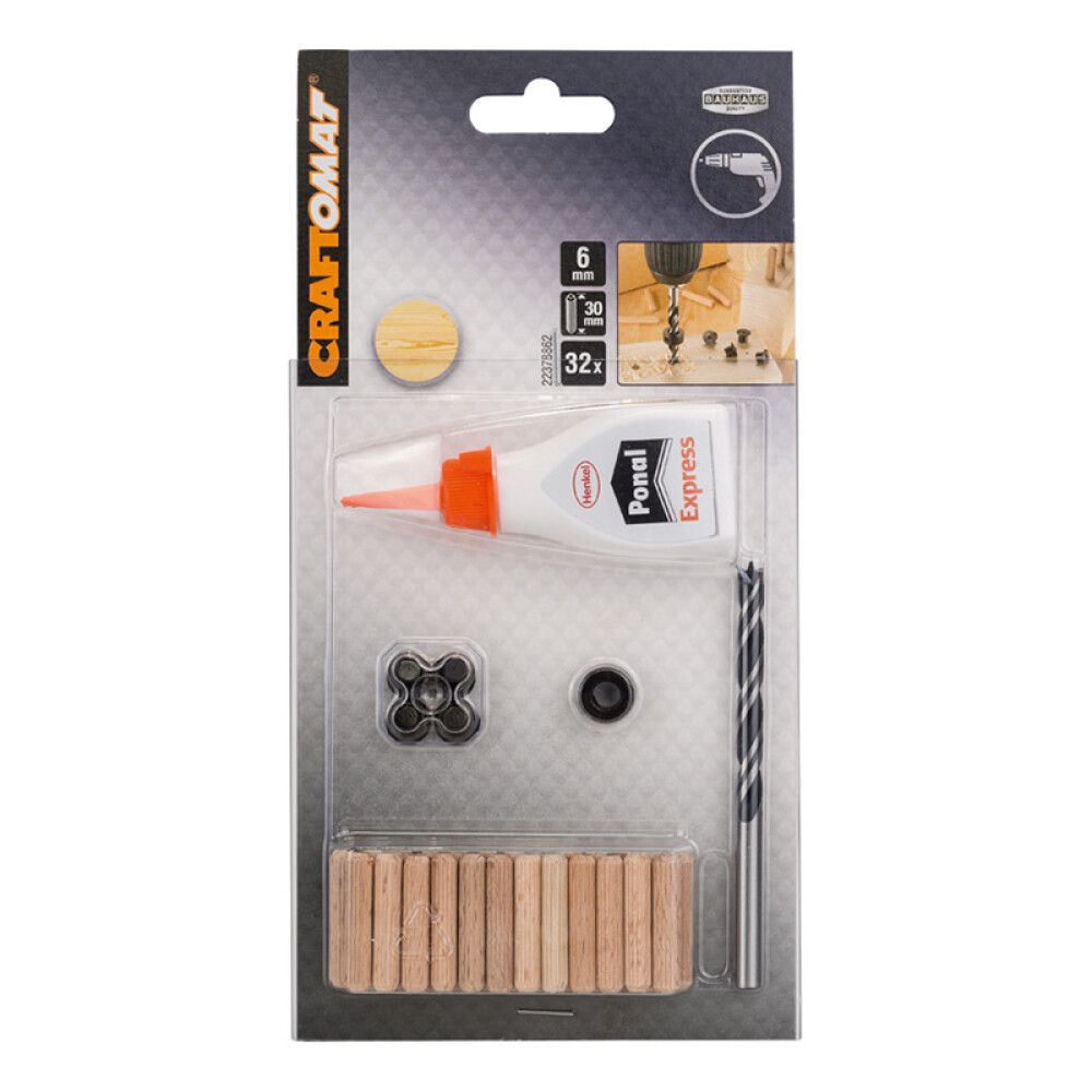 Trédíla sett Ø6x30 mm 23 hlutir Craftomat