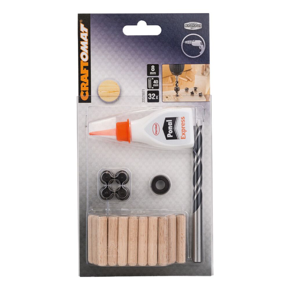 Trédíla sett Ø8x40 mm 32 hlutir Craftomat