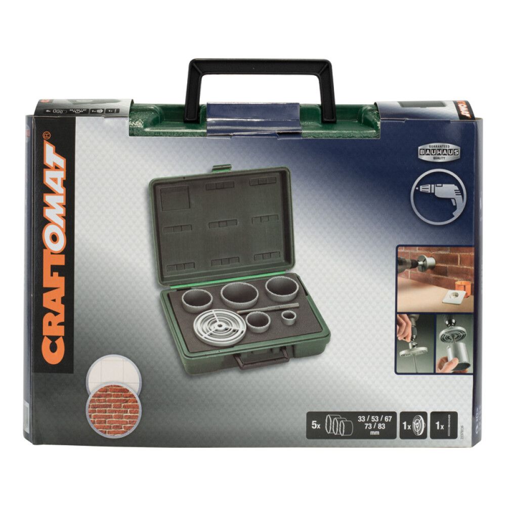 Dósaborasett fyrir flísar 33-83 mm Craftomat 8 stk