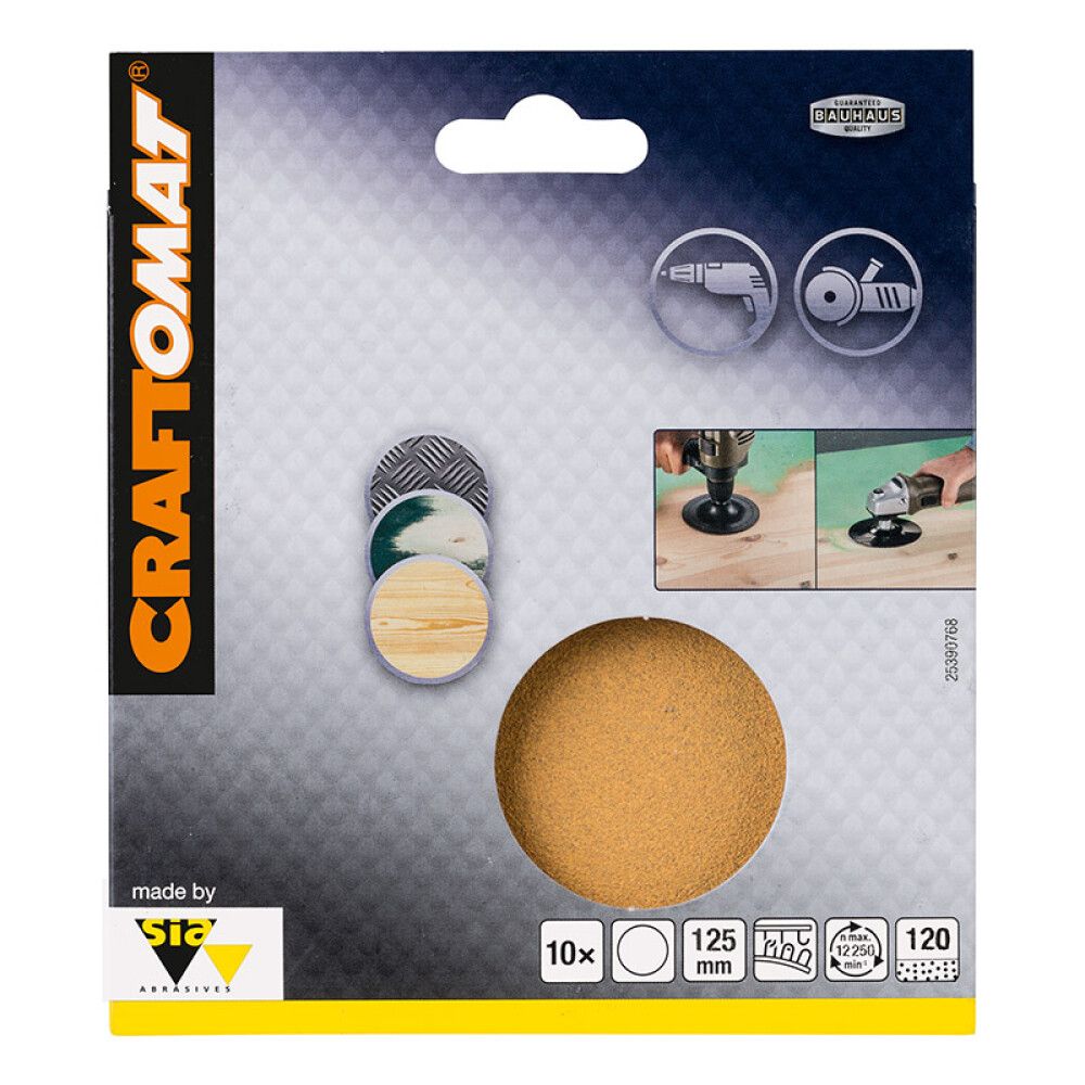 Sandpappír Ø125 mm K120 Craftomat ljós