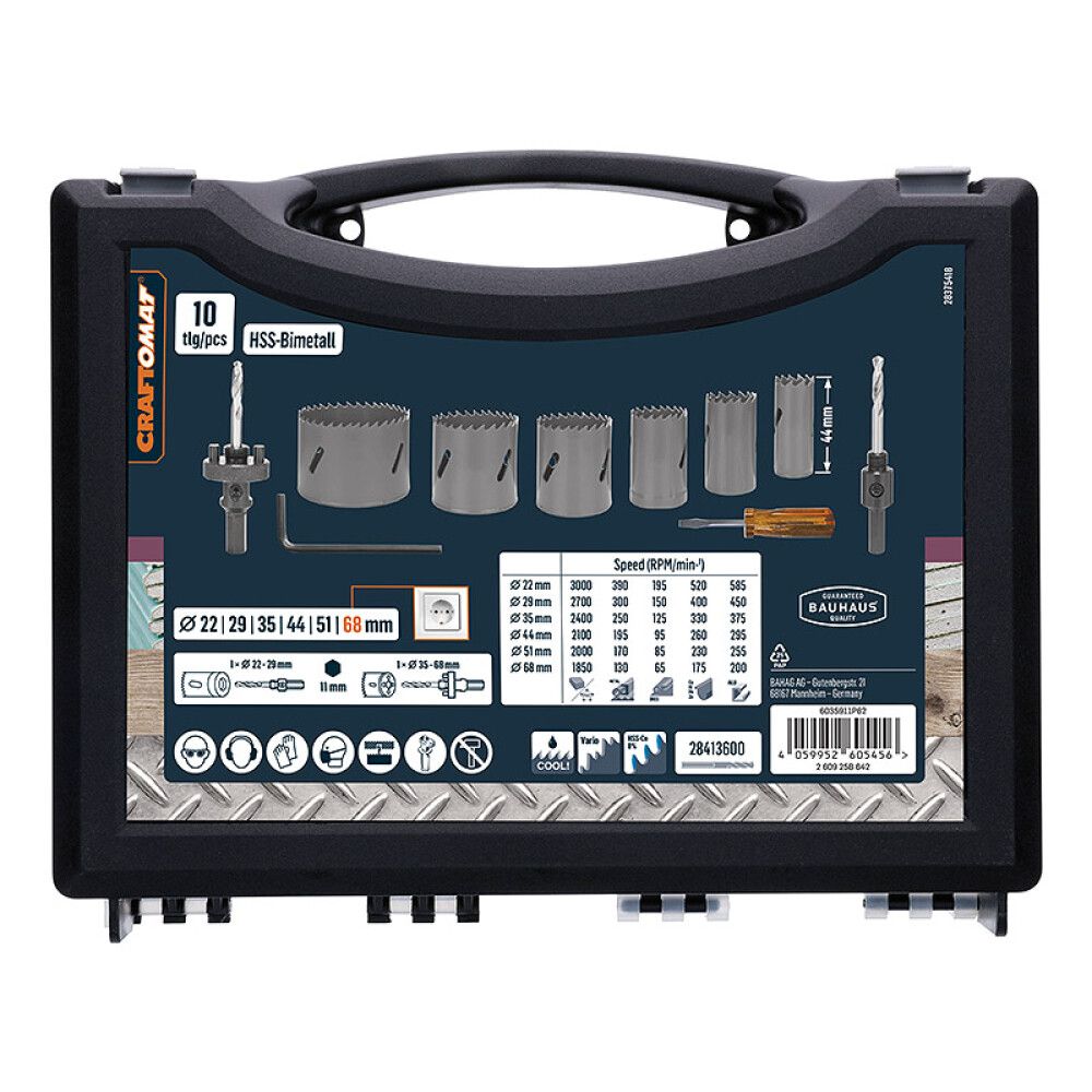 Dósabora sett Bimetal HSS CRAFTOMAT Ø22-58mm