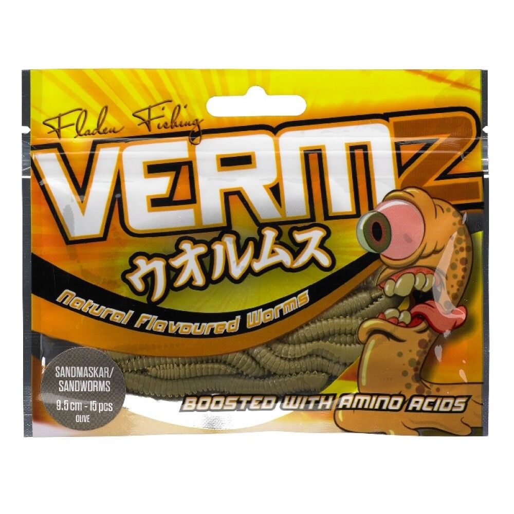 Gerviormar 9,5 cm 15 stk Fladen Fishing grænir