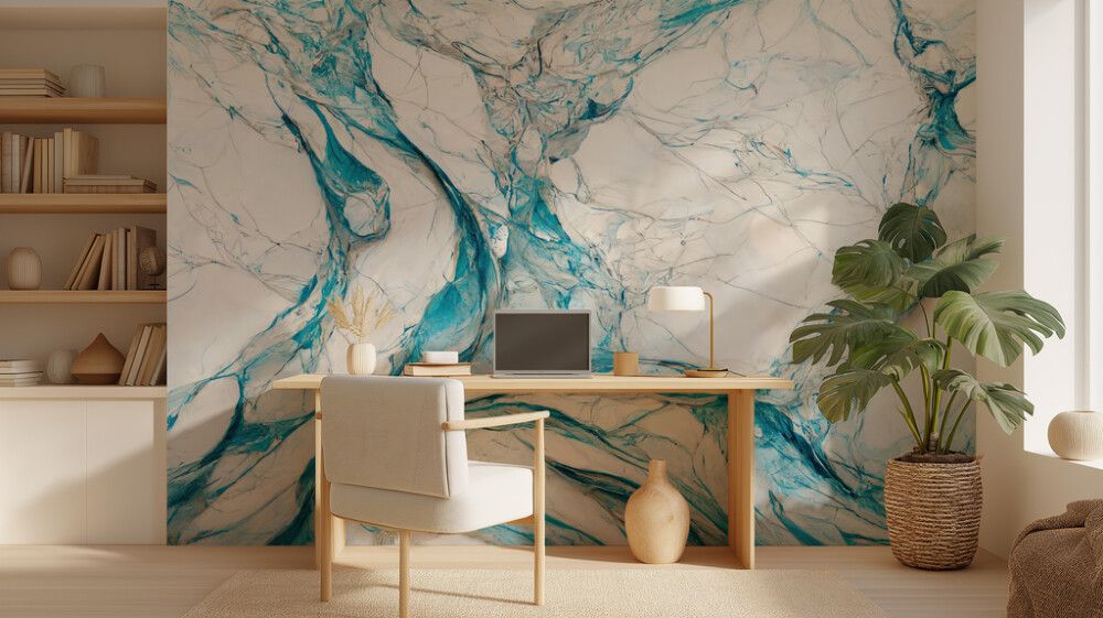 Hljóðvistarmynd marmari ljósblár 3600x2420x20 mm InEx