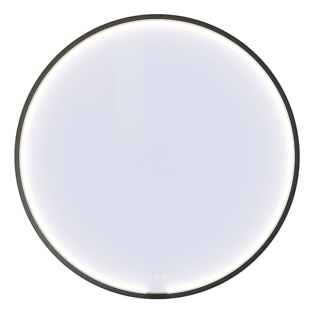 Spegill LED með ramma Ø90 cm Moon svartur