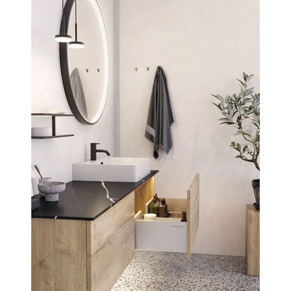 Spegill LED með ramma Ø90 cm Moon svartur