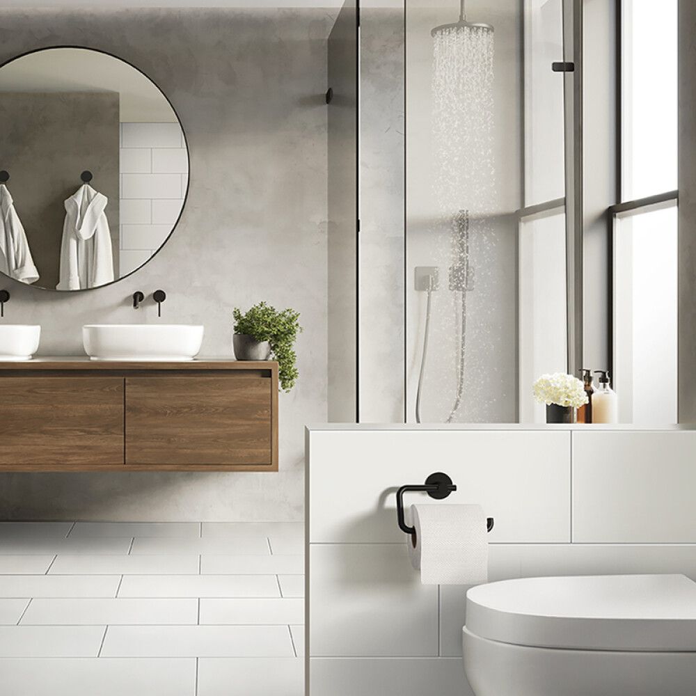 Salernisrúlluhaldari Beslagsboden 2 límfestur matt svartur