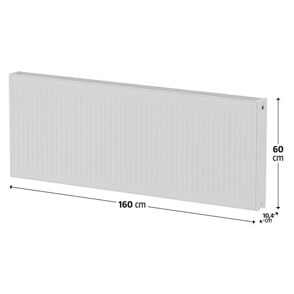 Miðstöðvarofn tvöfaldur 600x1600 mm hvítur