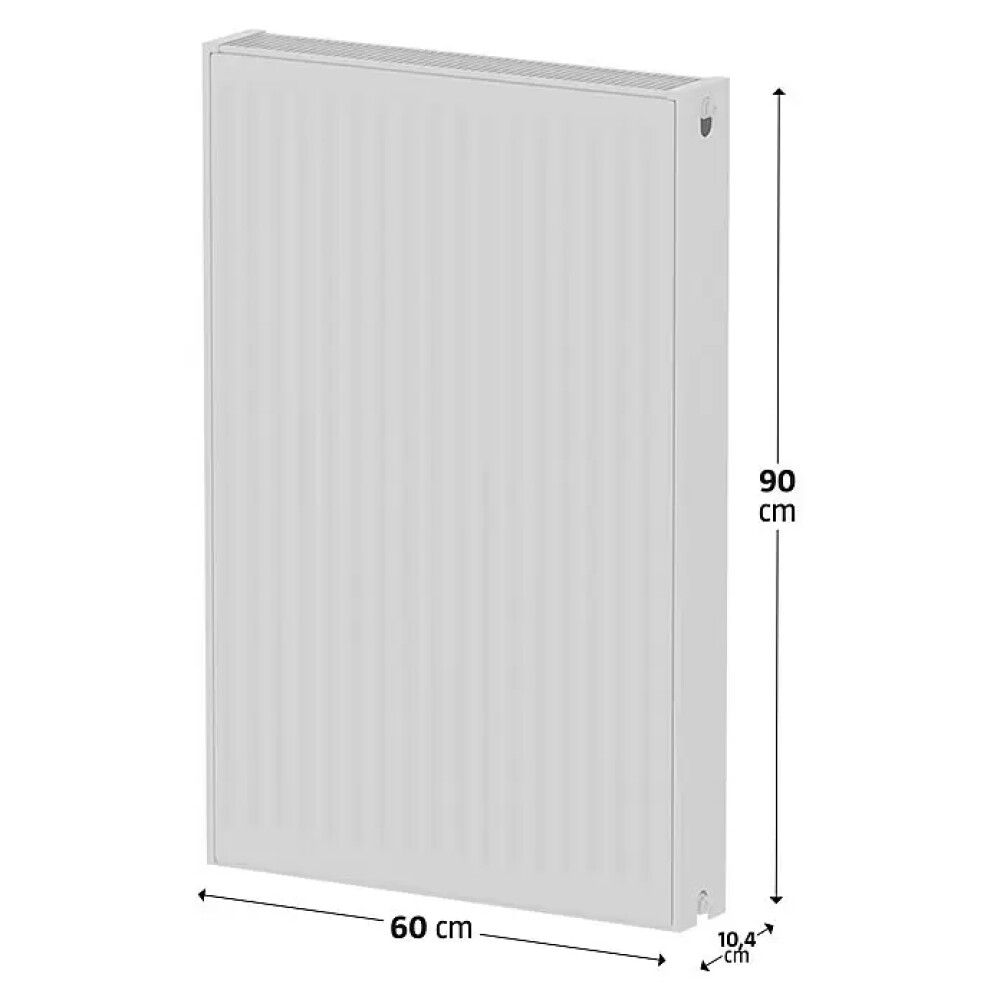 Miðstöðvarofn tvöfaldur 900x600 mm hvítur