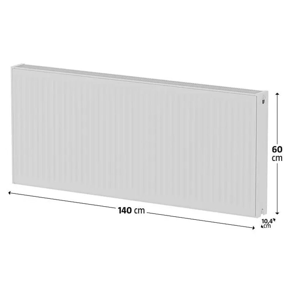 Miðstöðvarofn tvöfaldur 600x1400 mm hvítur