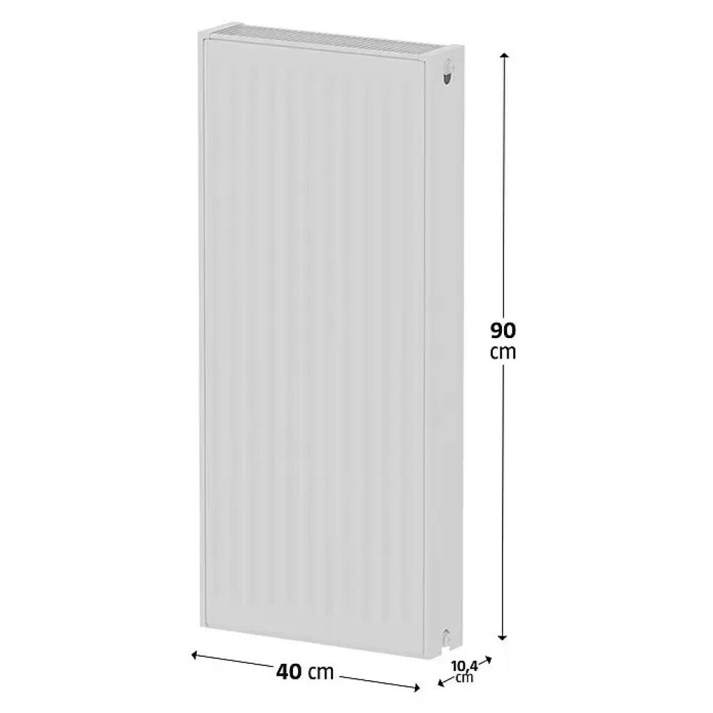 Miðstöðvarofn tvöfaldur 900x400 mm hvítur