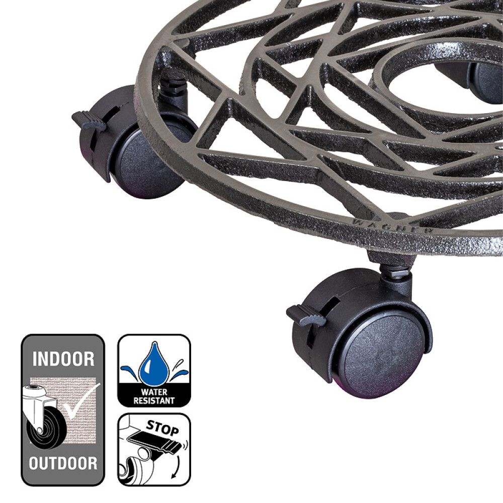 Rúllubretti fyrir blómapott 28,5cm 50kg ryð