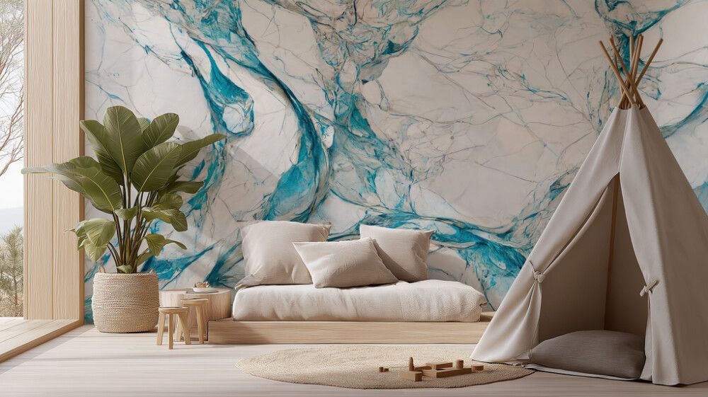 Hljóðvistarmynd marmari ljósblár 4200x2420x20 mm InEx