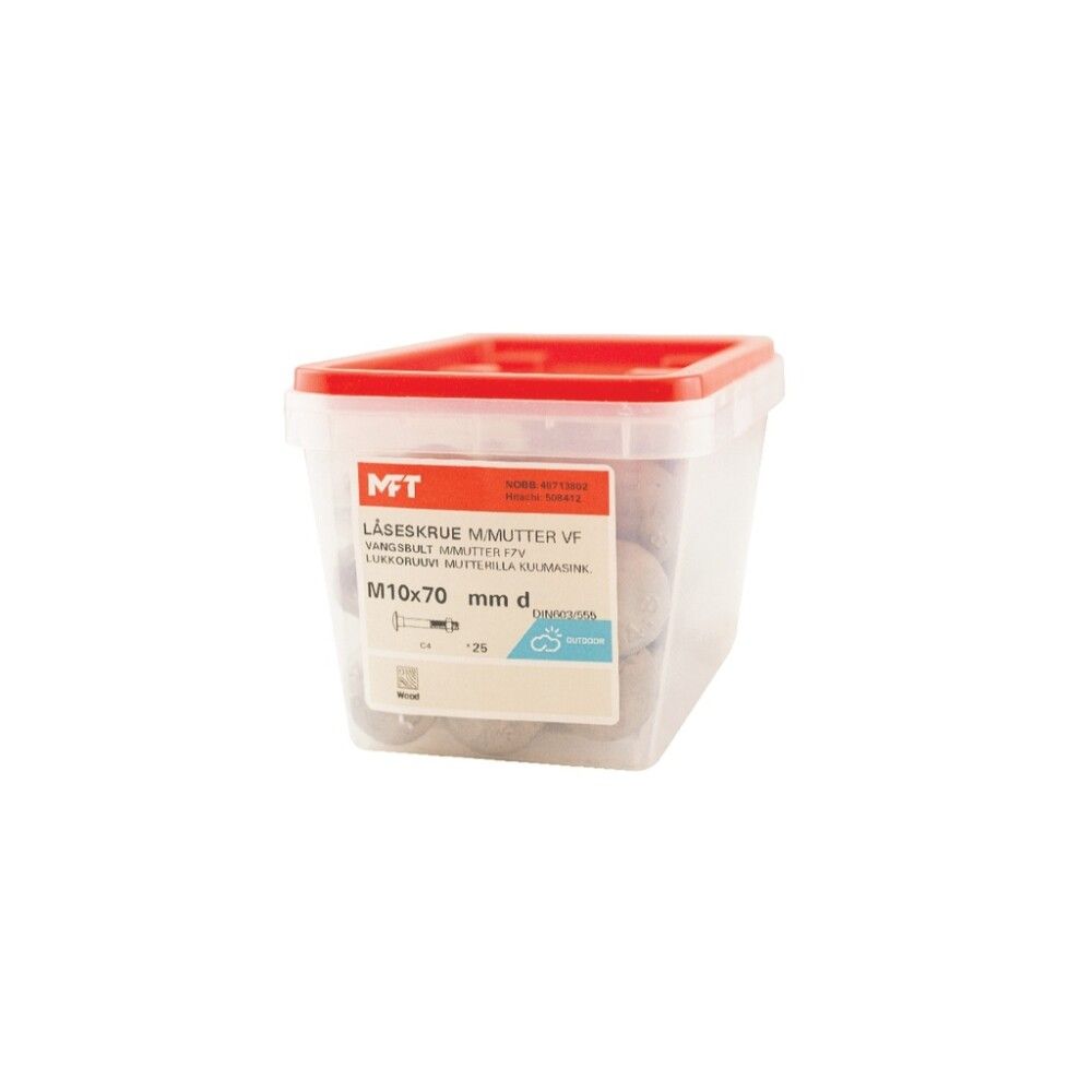 Borðaboltar með ró Ø10x70 mm 25 stk MFT HG