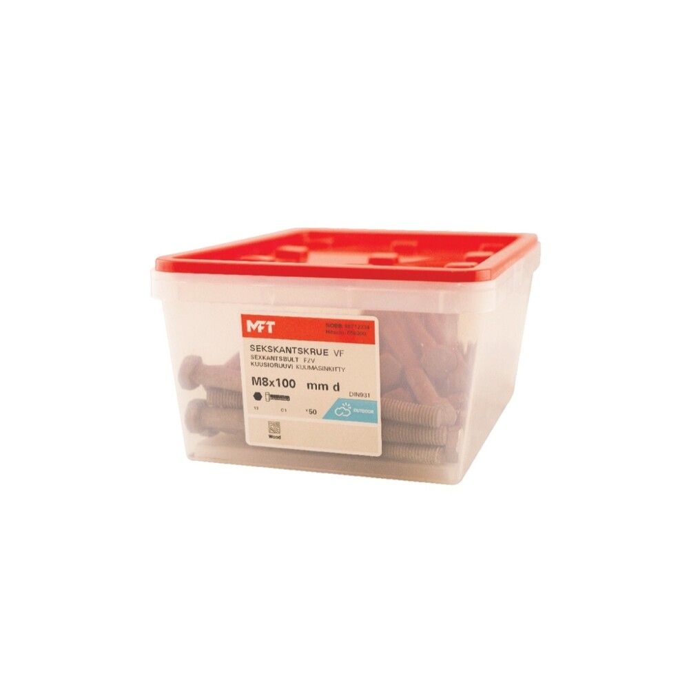 Boltar með legg Ø8x100 mm 50 stk MFT HG