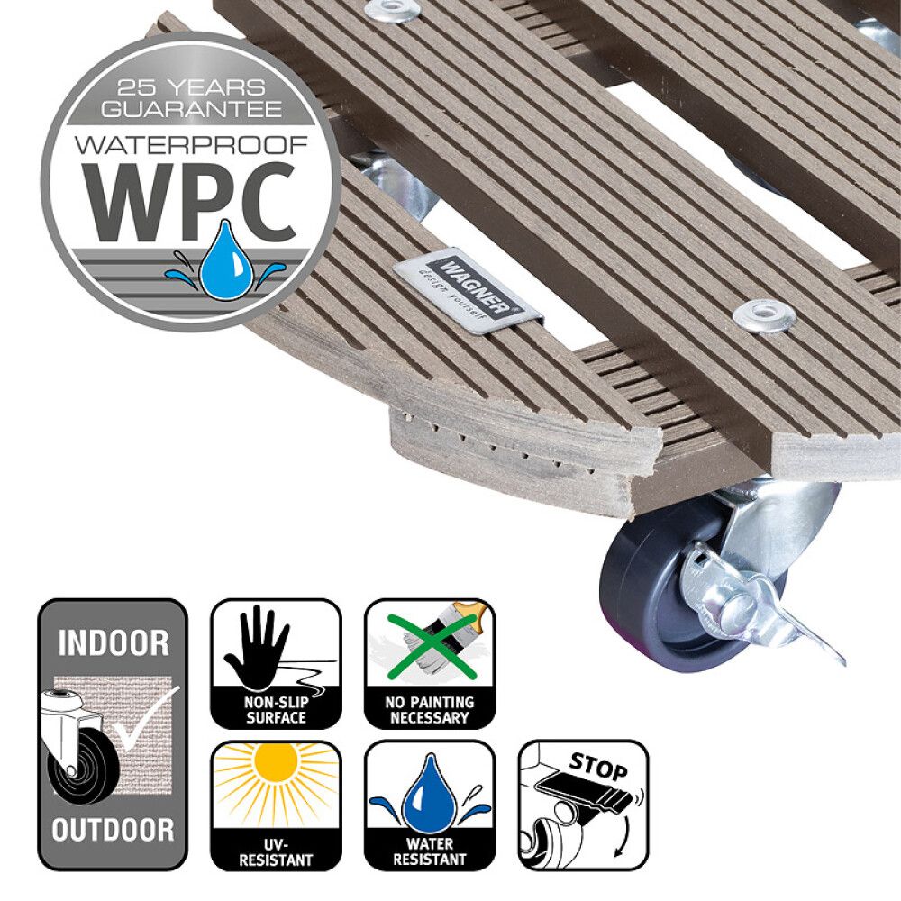 Rúllubretti multi 29cm 100kg harðplast grátt