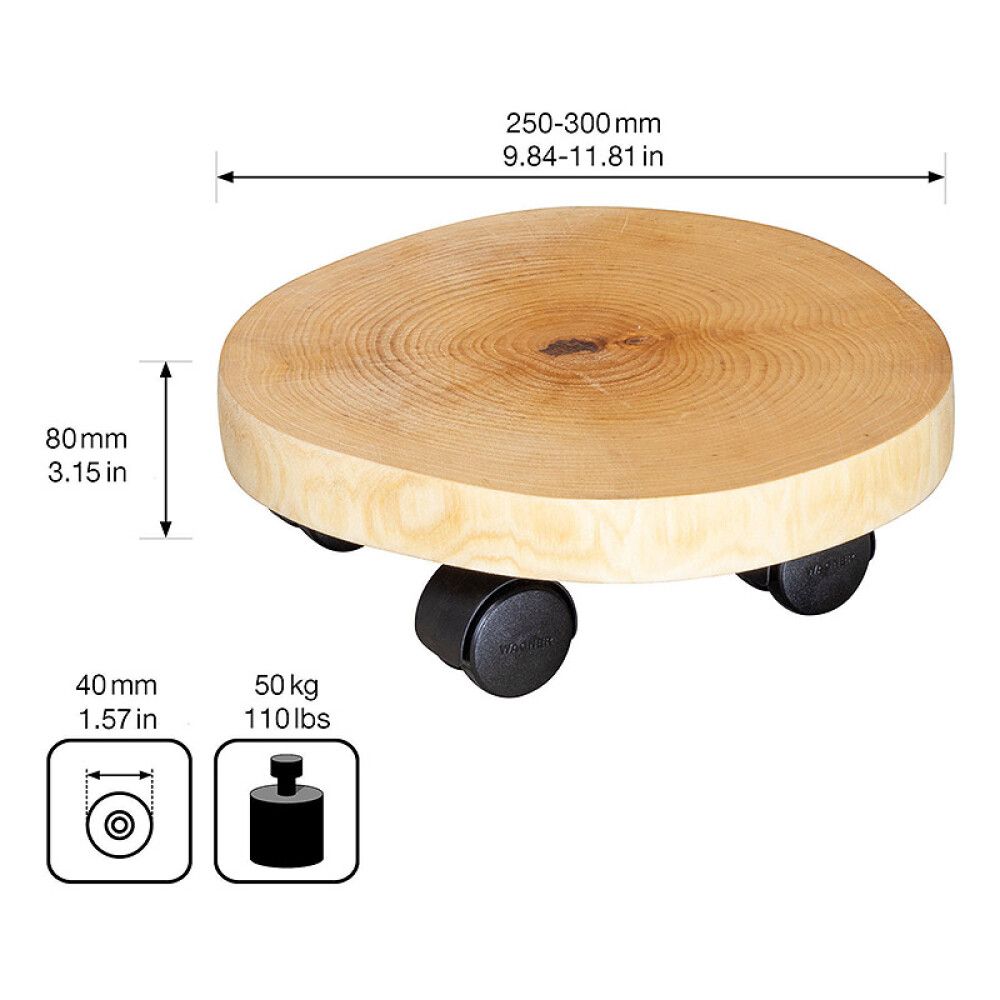 Rúllubretti fyrir blómapott 25-30cm 50kg