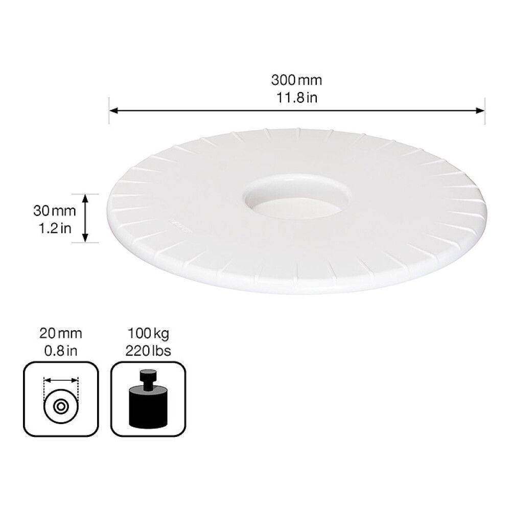 Rúllubretti fyrir blómapott 30cm 100kg hvítt