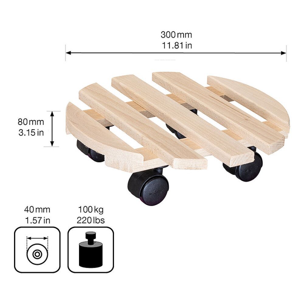 Rúllubretti fyrir blómapott 35cm 100kg tré