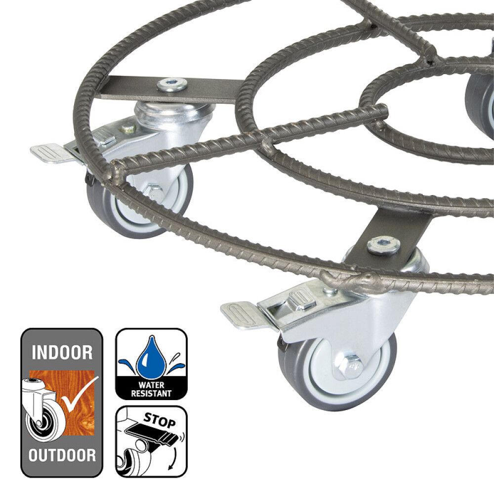 Rúllubretti fyrir blómapott 38cm 200kg stál