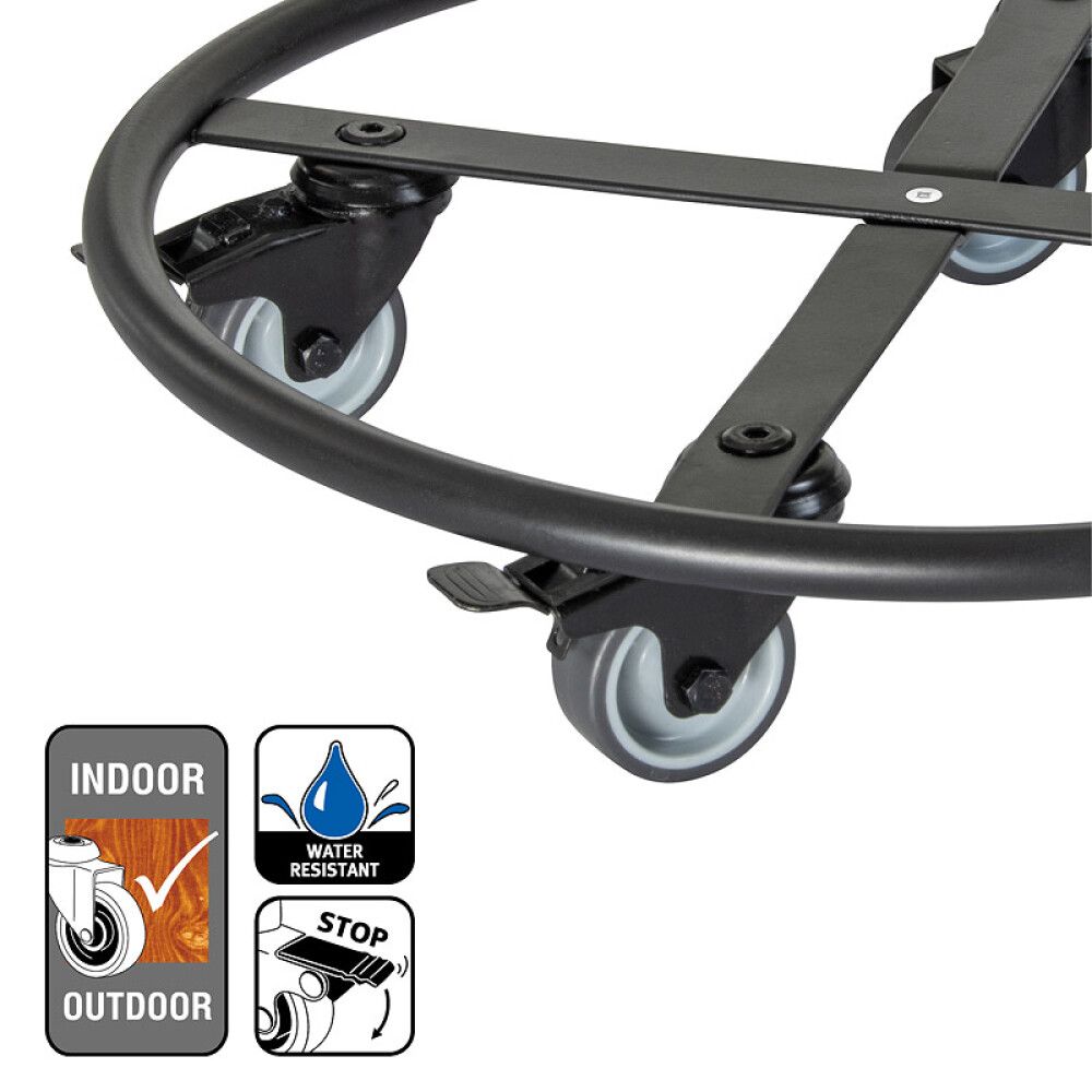 Rúllubretti fyrir blómapott 38cm 150kg svart