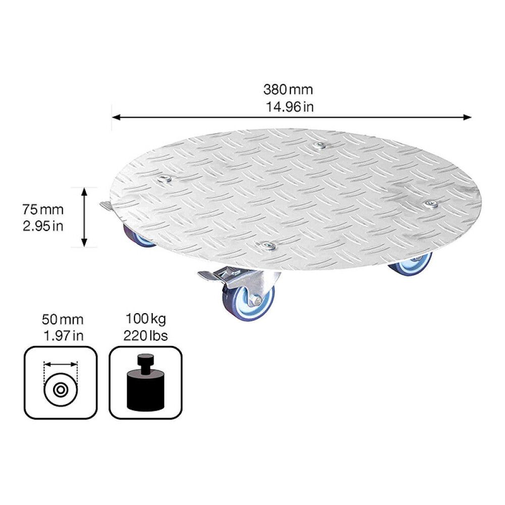 Rúllubretti fyrir blómapott 38cm 100kg
