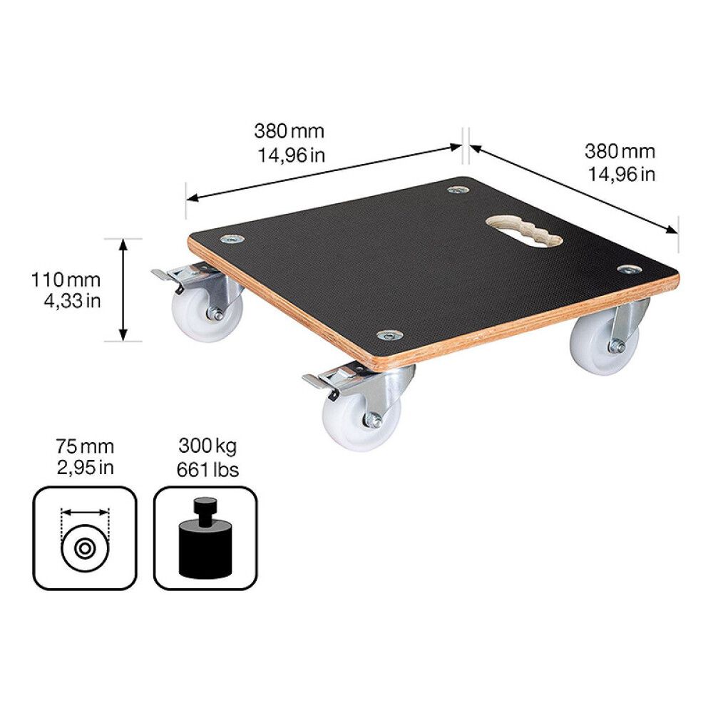 Rúllubretti fyrir blómapott 38cm 300kg