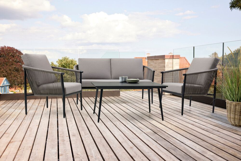 Garðsett fyrir 4 Maggie grátt/svart