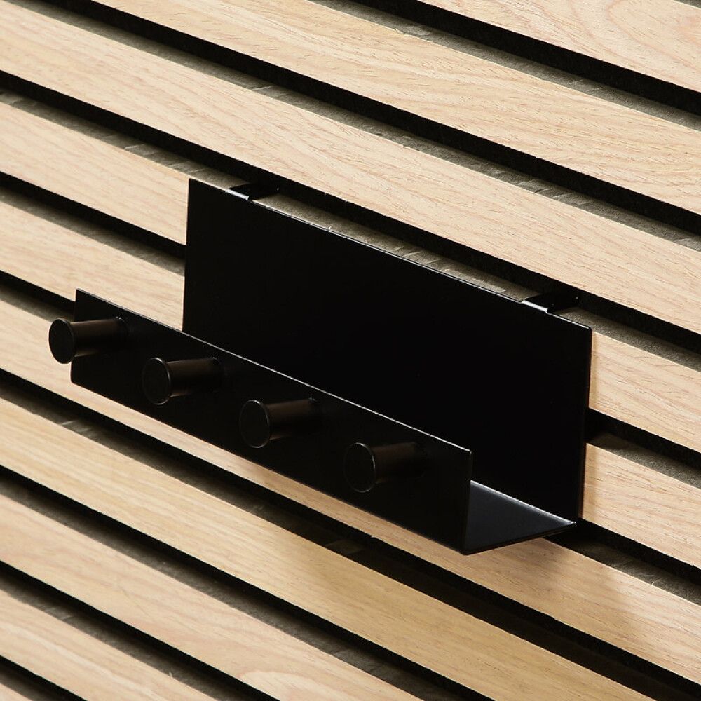 Hilla fyrir hljóðvistarplötu með 4 snögum 21,5cm svört