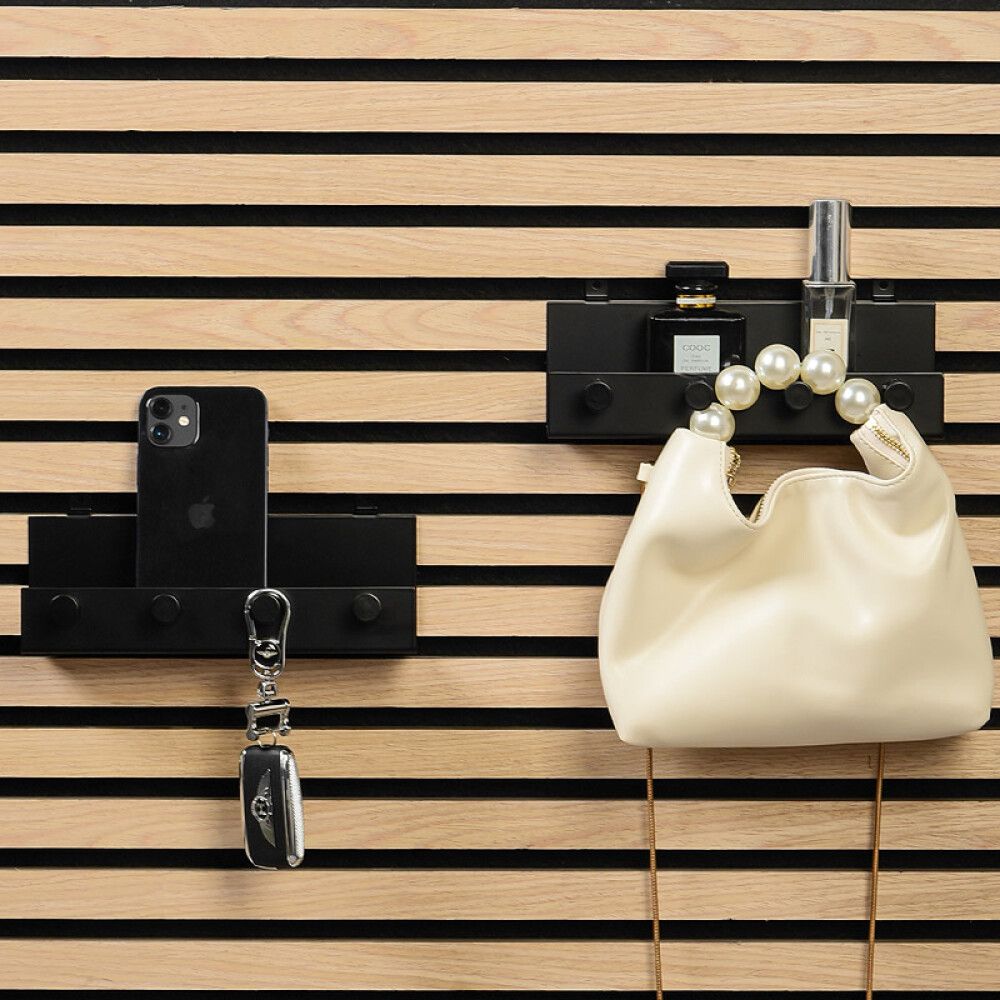 Hilla fyrir hljóðvistarplötu með 4 snögum 21,5cm svört