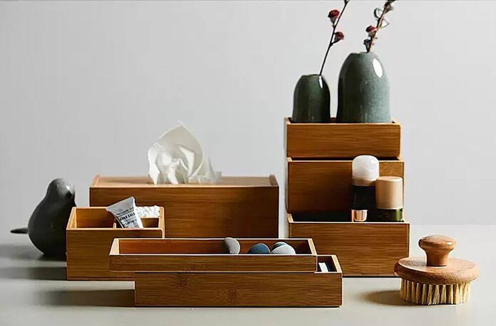 Geymslukassi bambus Wenko 22x15x7cm