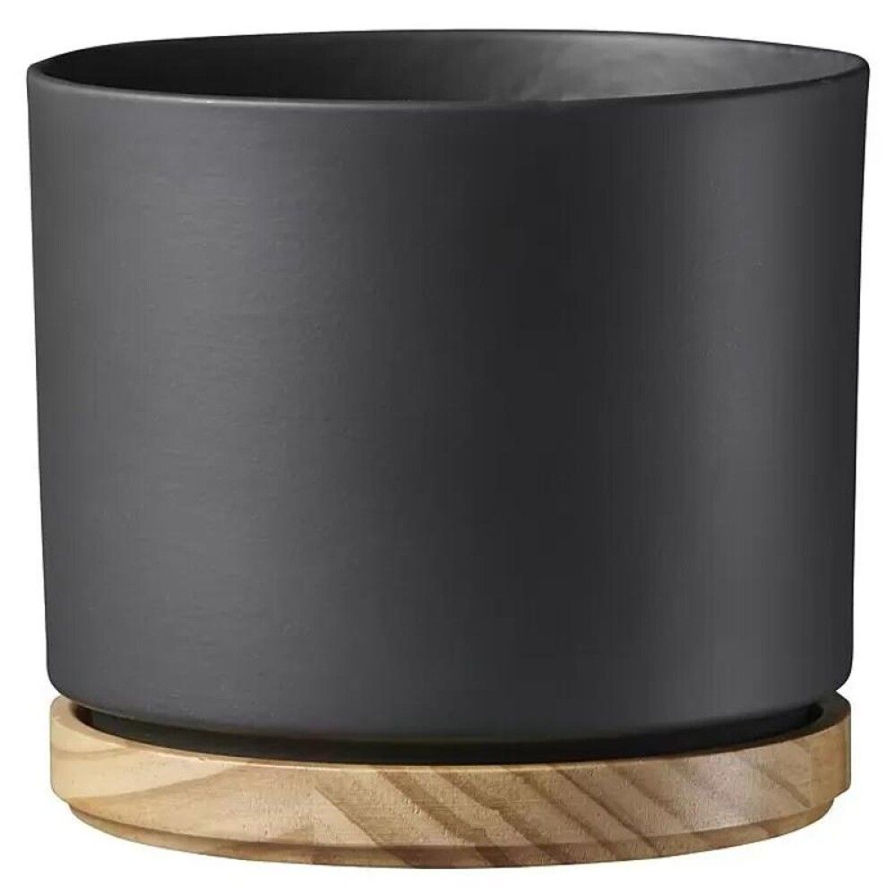 Blómapottur Oslo Ø22cm dökkgrár/tré