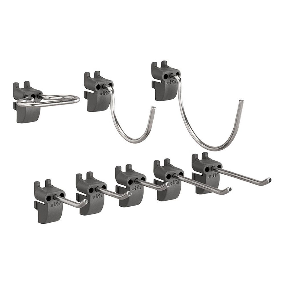 Krókar blandaðir Elfa Garage+ matt grár