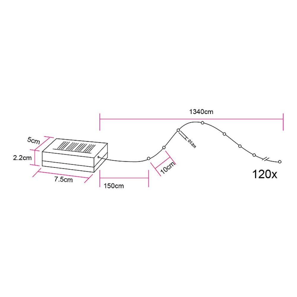 Ljósasería með sólarsellu 120LED Globo 150cm IP44