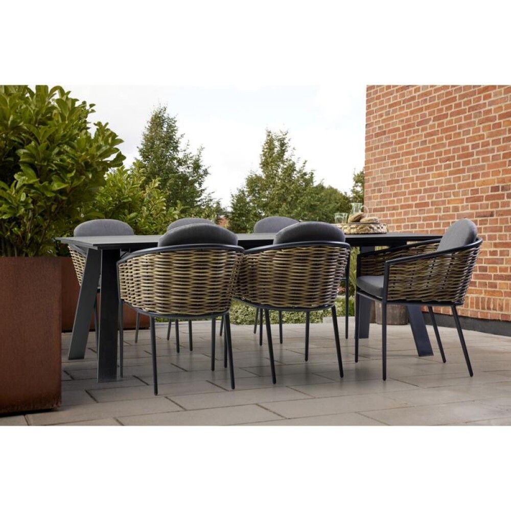 Garðborð 220x100cm Cathrine og 6 stólar Joasefine