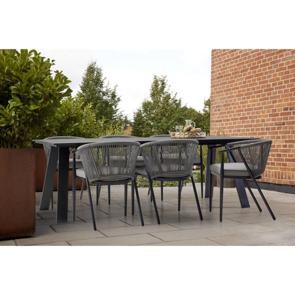 Garðborð 220x100cm Cathrine og 6 stólar Maggie