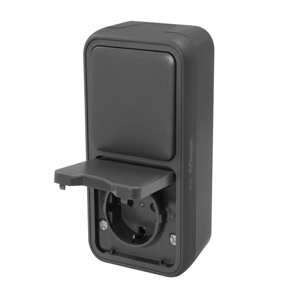 Rofi og tengill rakaþéttur IP55 16A Commel dökk grár