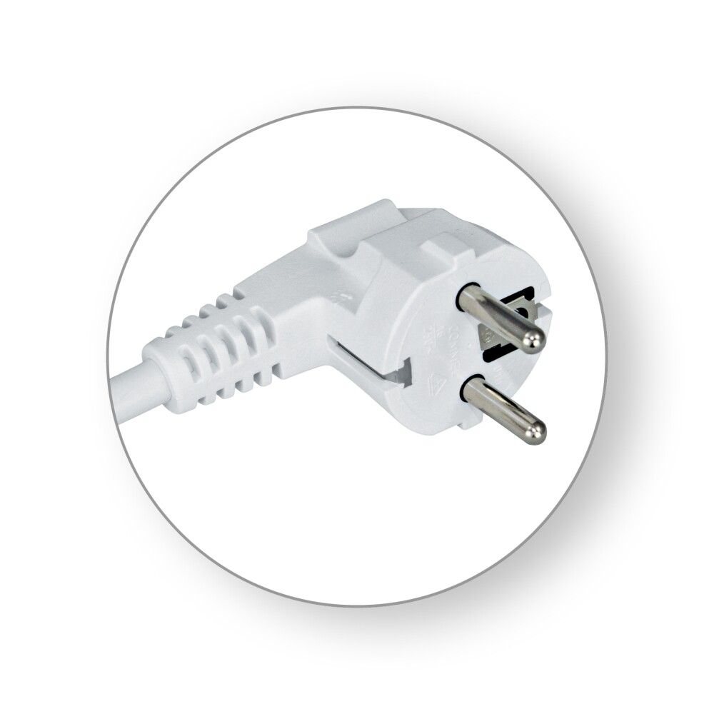 Snúra með kló 3x1 2m Commel hvít