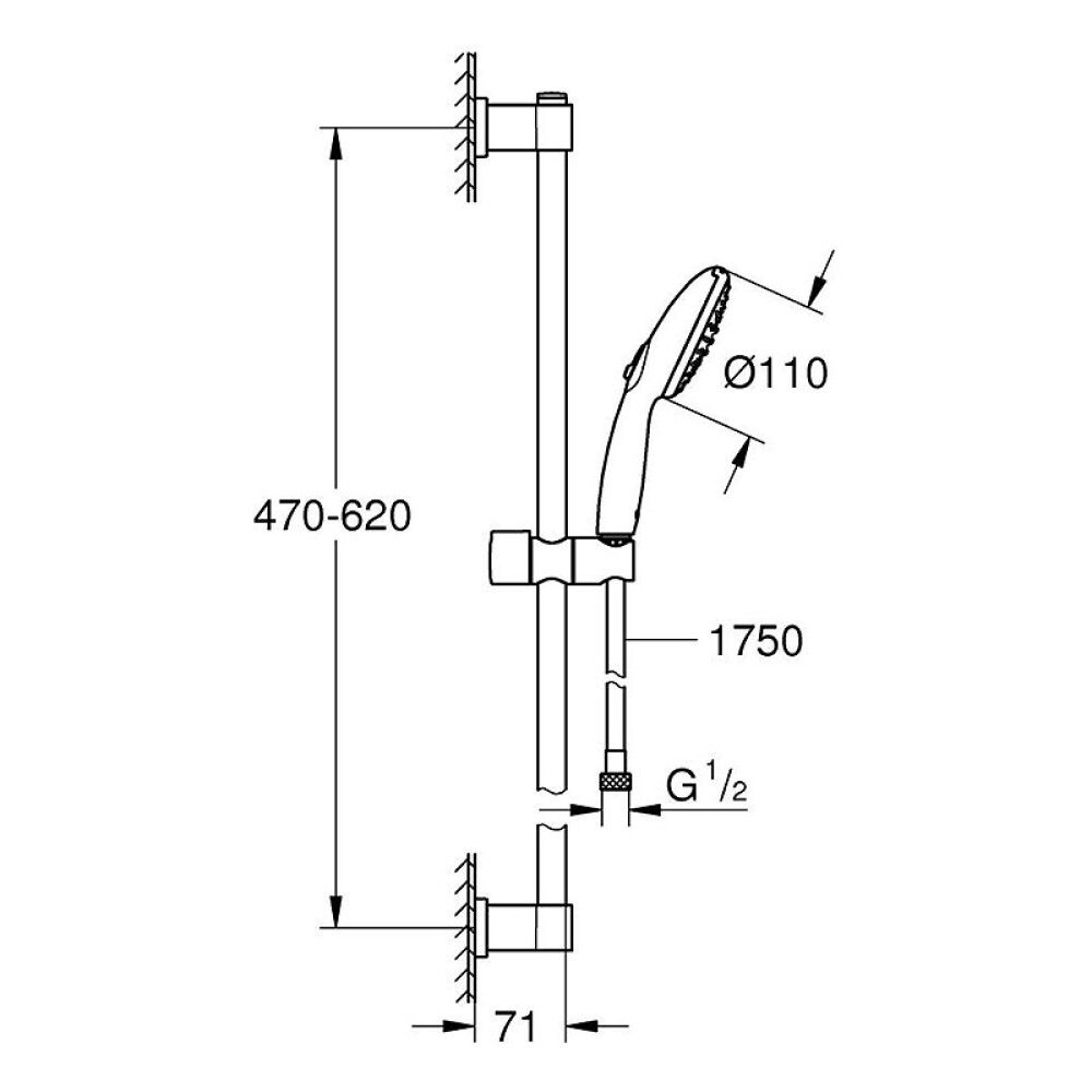 Sturtusett Vitalio Start Ø110mm Grohe matt svart