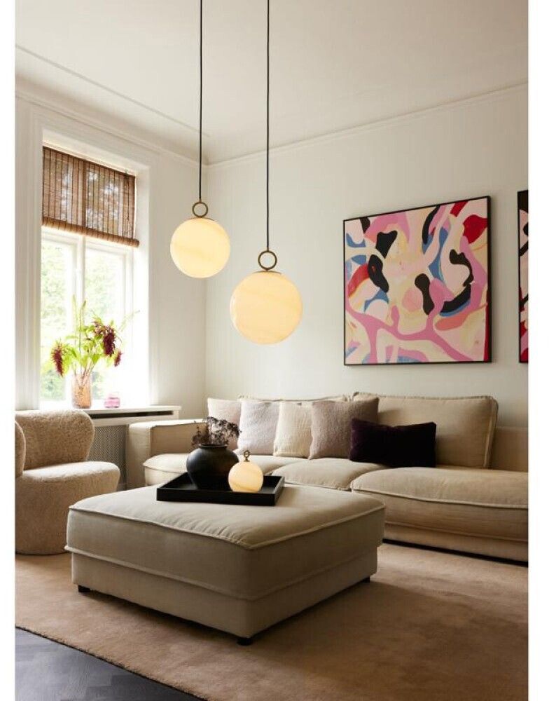 Borðlampi LED Stockholm Ø15 cm marmara brúnn