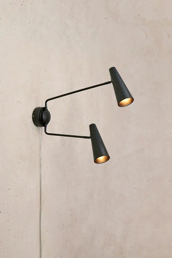 Veggljós 2xE14 Peak Markslöjd svart