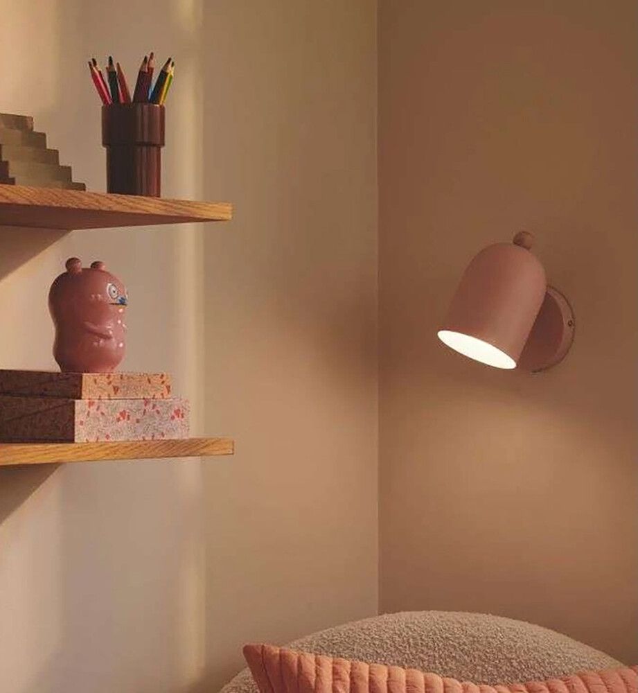 Veggljós E27 Gaston Ø11,5 ljósbleikt