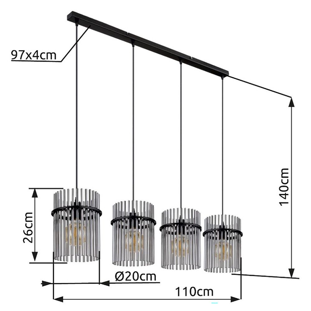 Hangandi ljós 4xE27 Globo Gorley Ø20cm svart