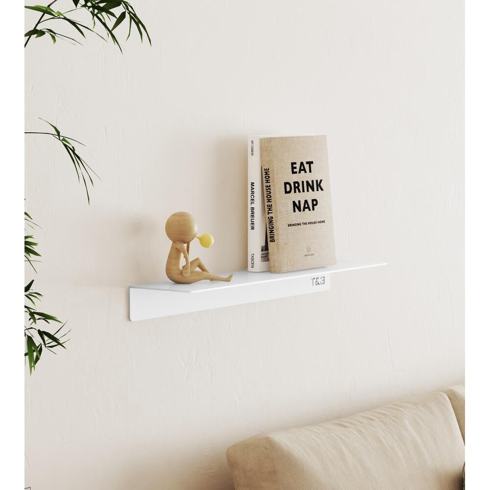 Baðherbergis hilla límfest L T1 T&B matt hvít