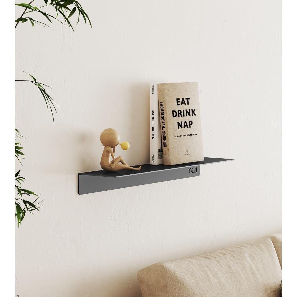 Baðherbergis hilla límfest L T1 T&B matt svört