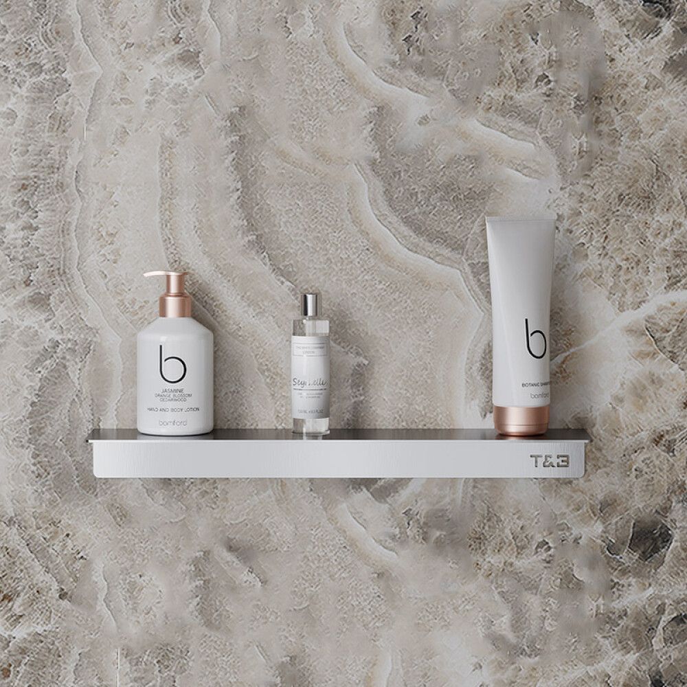 Baðherbergis hilla límfest L T1 T&B burstað ál