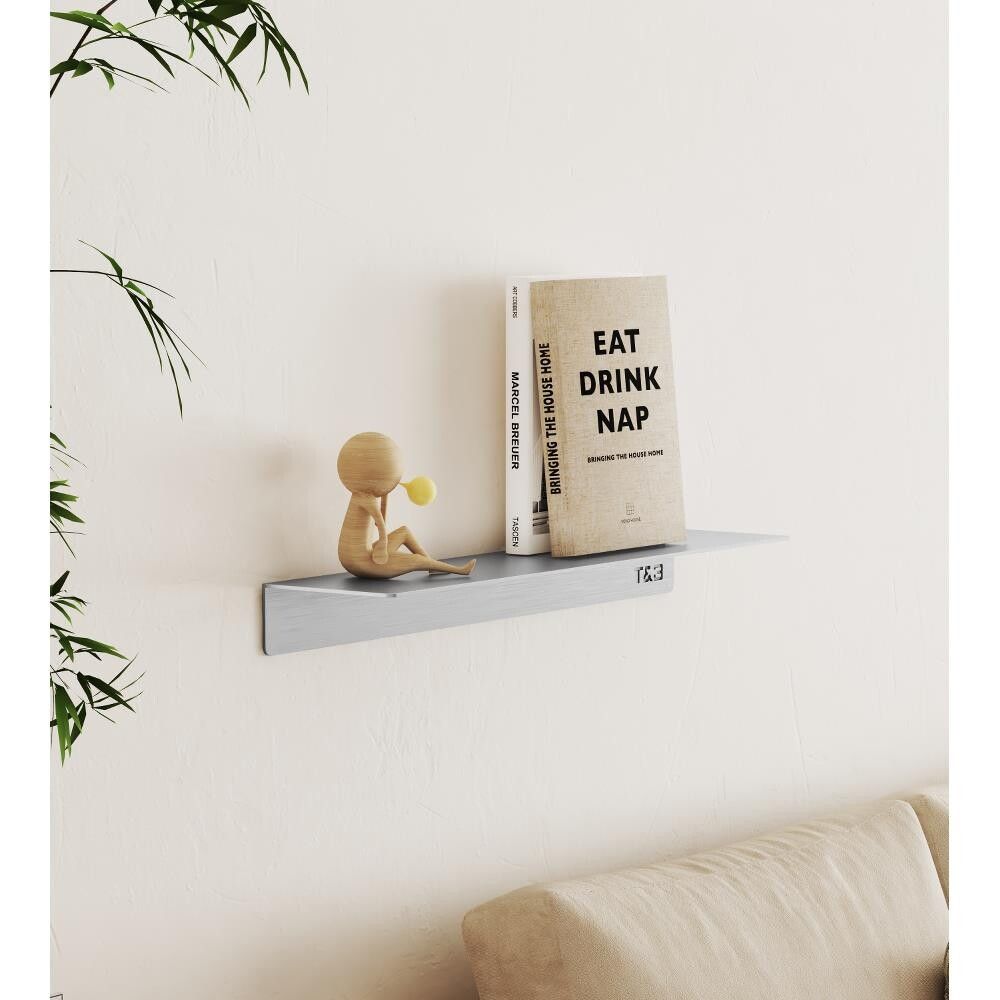 Baðherbergis hilla límfest L T1 T&B burstað ál