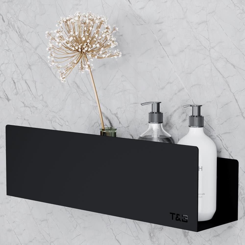 Baðherbergis hilla límfest M T2 T&B matt svört