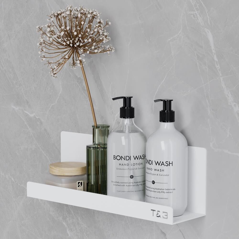 Baðherbergis hilla límfest T4 T&B matt hvít