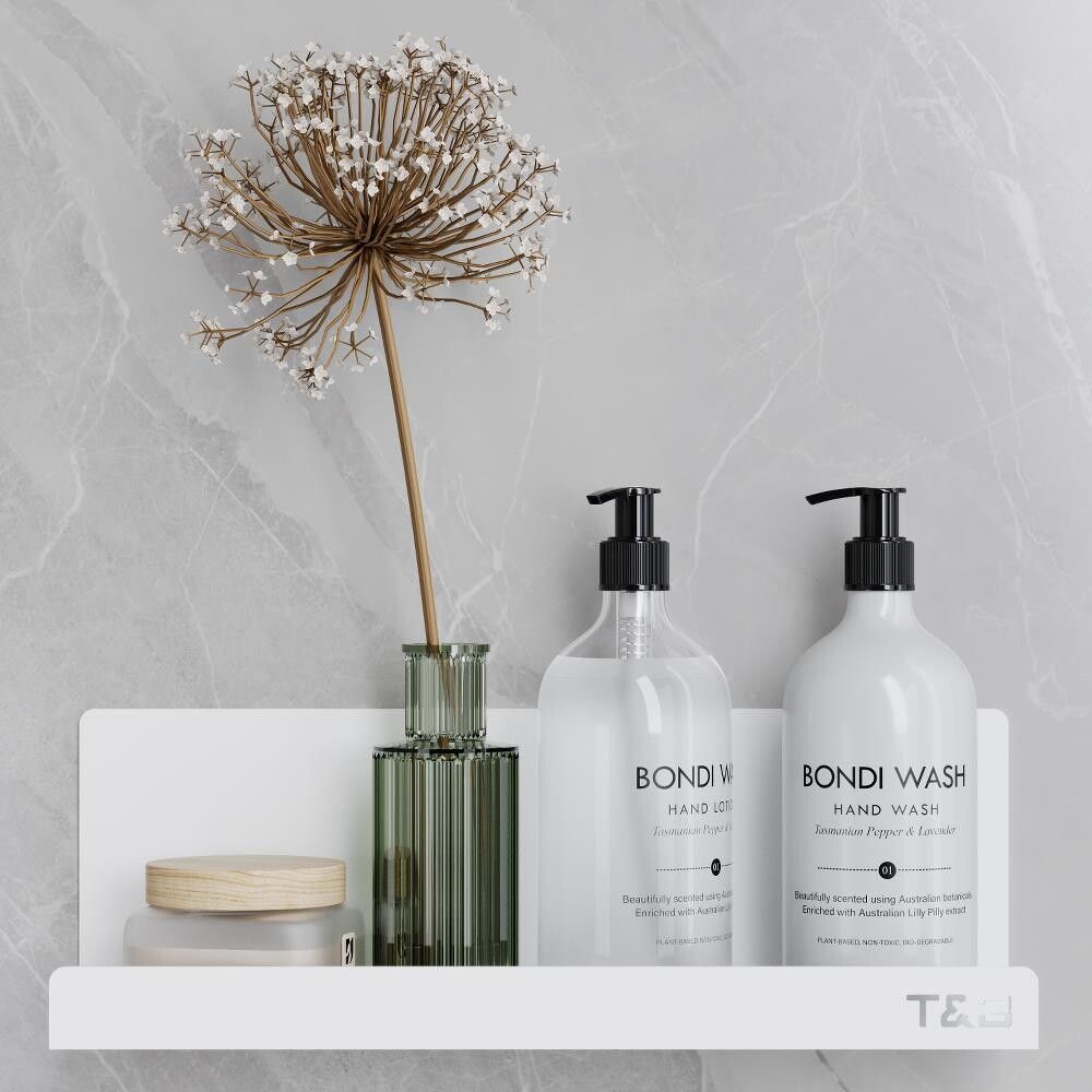 Baðherbergis hilla límfest T4 T&B matt hvít