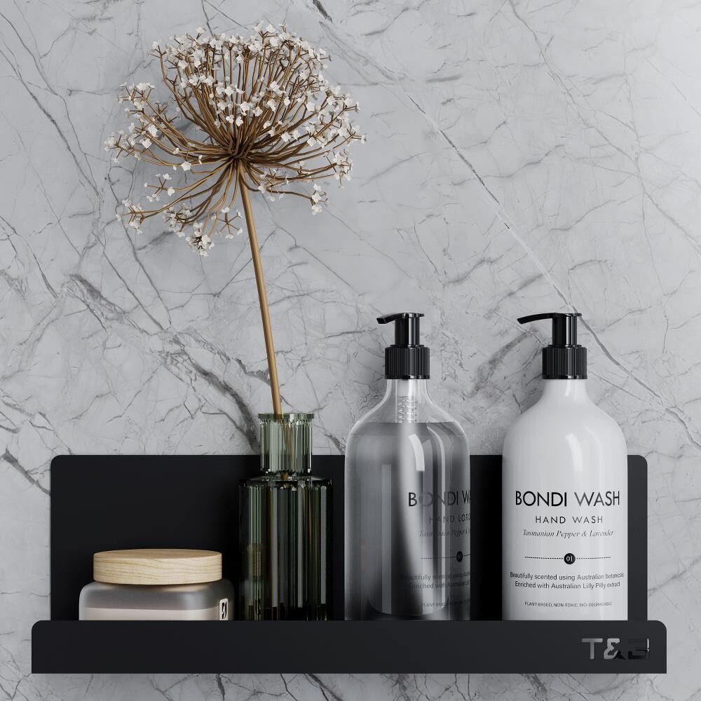 Baðherbergis hilla límfest T4 T&B matt svört